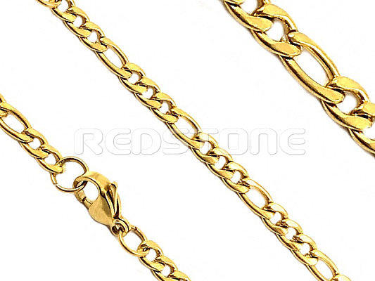 Pozlátená retiazka z chirurgickej ocele vzor Figaro - 530/3,5 mm